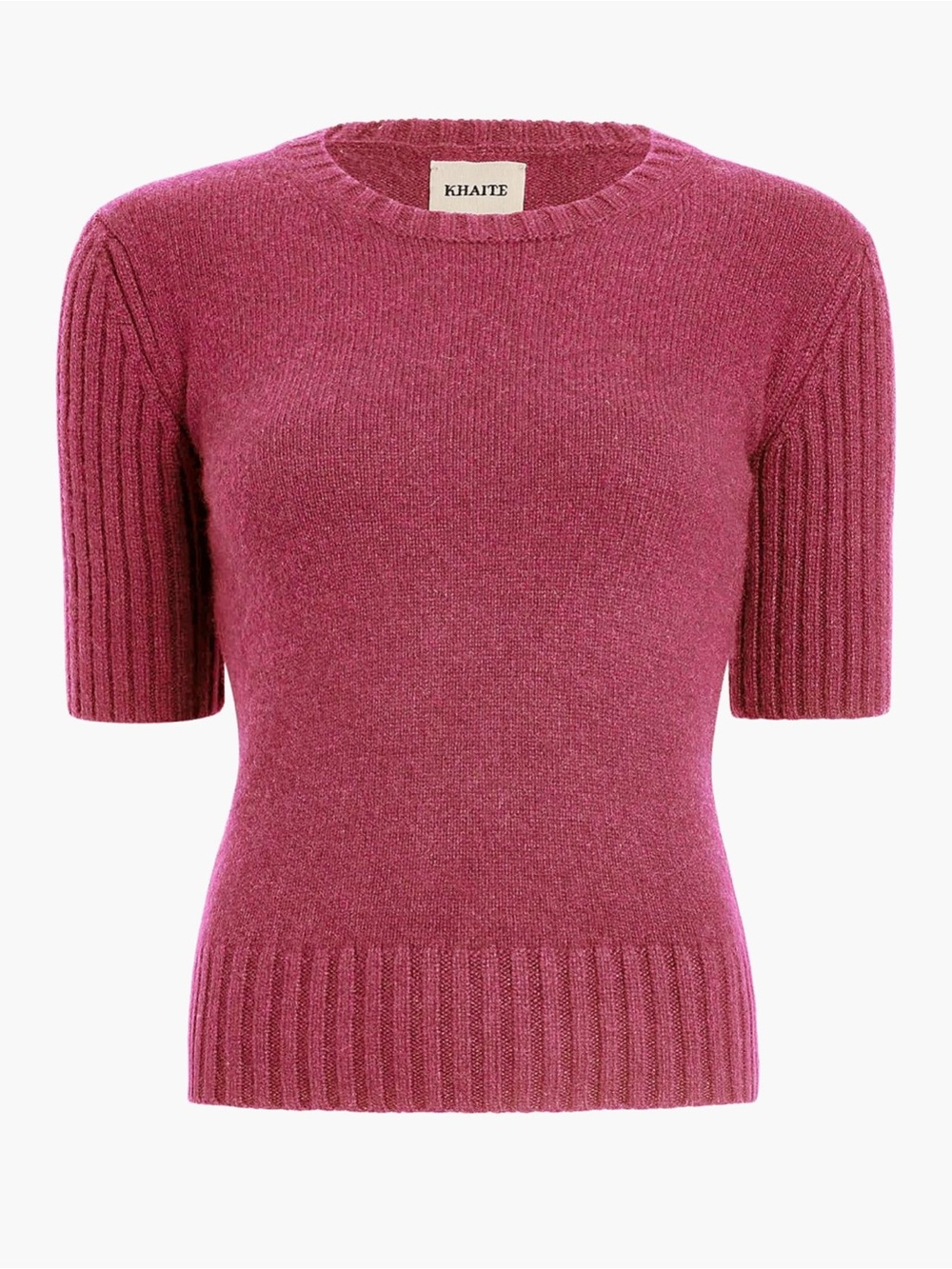 KHAITE MIA Cashmere Short Sleeve Sweater